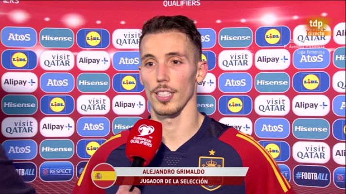 Fútbol - Grimaldo, a TVE: "Poder debutar al lado de estos grandísimos jugadores es un sueño"