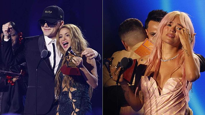Telediario 1 - Shakira, Bizarrap y Karol G reinan en los históricos Latin Grammy de Sevilla