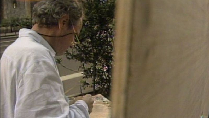Antonio López pintando el primer tramo de la Gran Vía madrileña - Personajes en el Archivo de RTVE | Ver