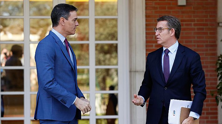 Telediario 1 - El choque entre PSOE y el PP se agranda a causa de la moción de censura en Pamplona y la reunión entre Sánchez y Feijóo