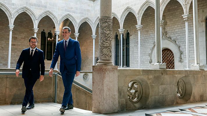 Telediario 1 - Sánchez y Aragonès vuelven a chocar por el referéndum