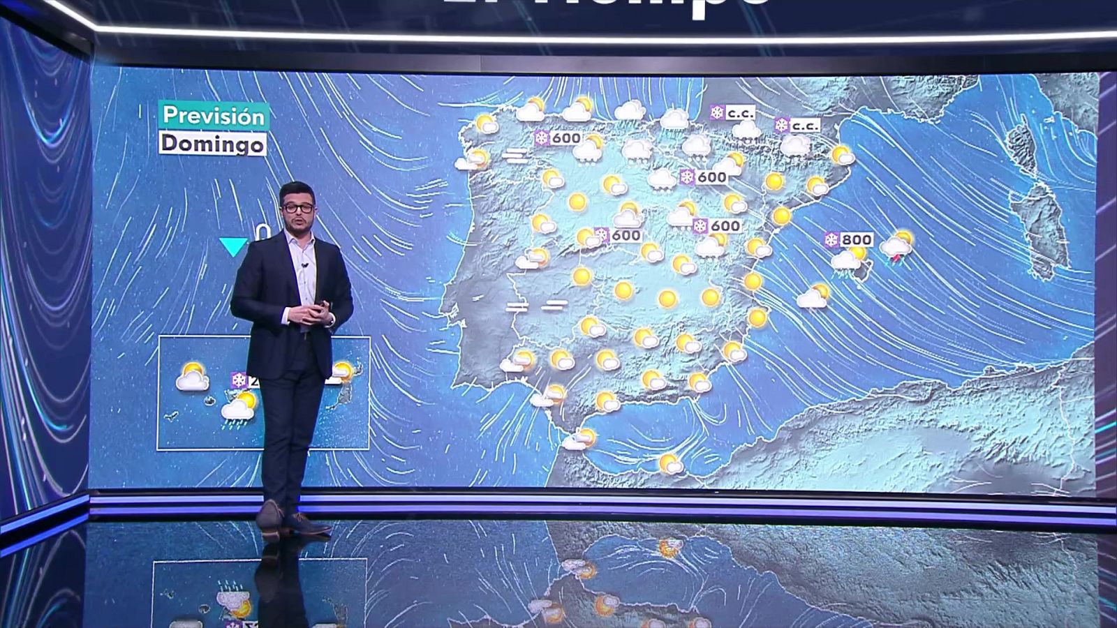Nevadas en el extremo norte. Intervalos de viento fuerte y rachas muy fuertes en zonas del tercio oriental peninsular y área mediterránea - ver ahora