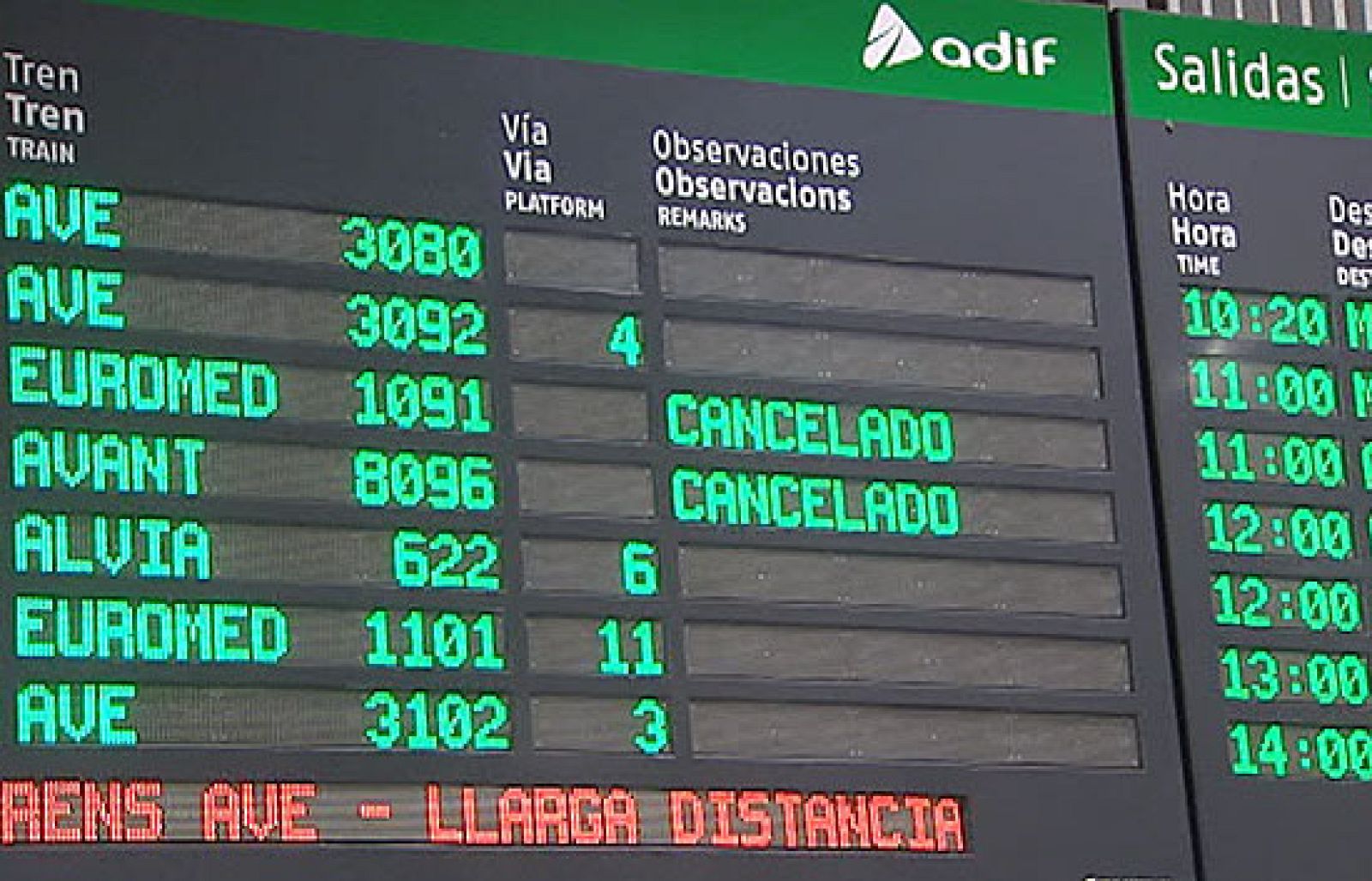 Se ha cancelado uno de cada tres trenes de larga distancia o alta velocidad | Ver