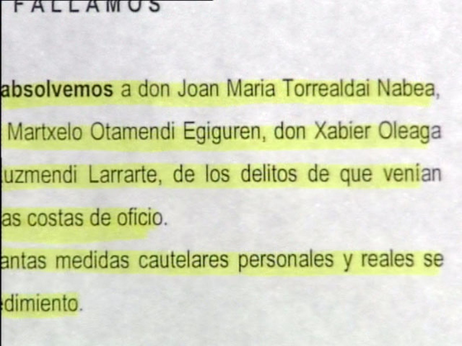 Los cinco directivos del diario Egunkaria, satisfechos por la absolución | Ver