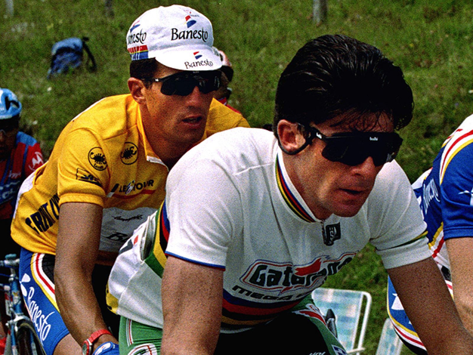 El italiano Gianni Bugno fue el gran rival de Miguel Indurain en los primeros años de los 90. Él y su compatriota Claudio Chiapucci fueron los mayores oponentes del navarro en sus dos primeros Tours y Giros.