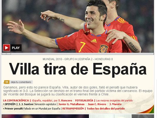  - Los medios alaban los goles de Vill