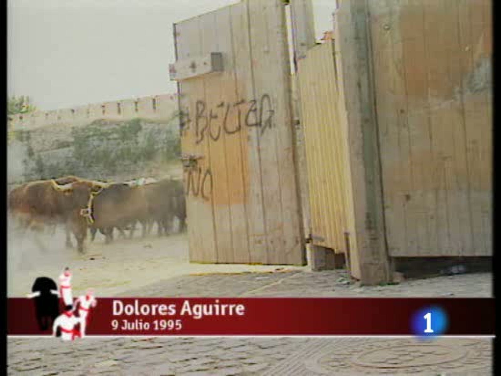 Anterior encierro en Sanfermines de la Ganadería Dolores Aguirre, el 9 de julio de 1995