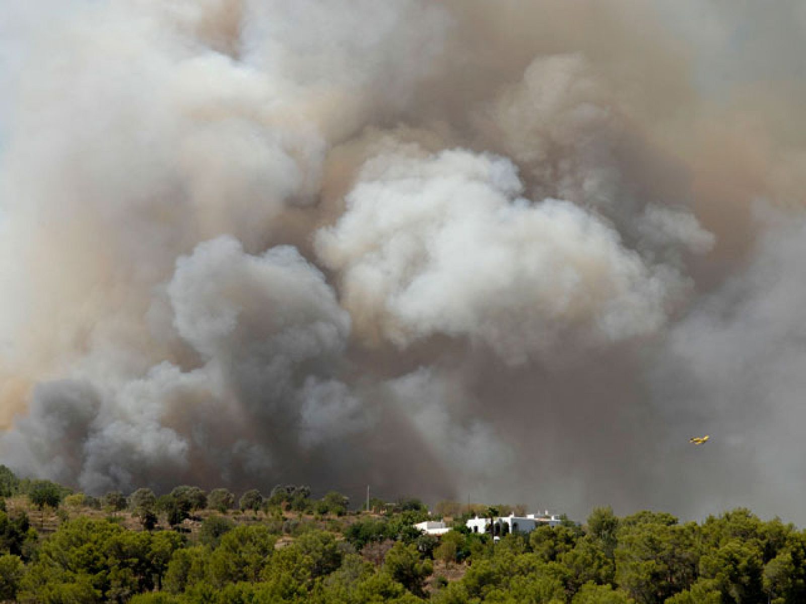 Sigue activo en Ibiza el incendio en las inmediaciones de Cala Benirràs | Ver