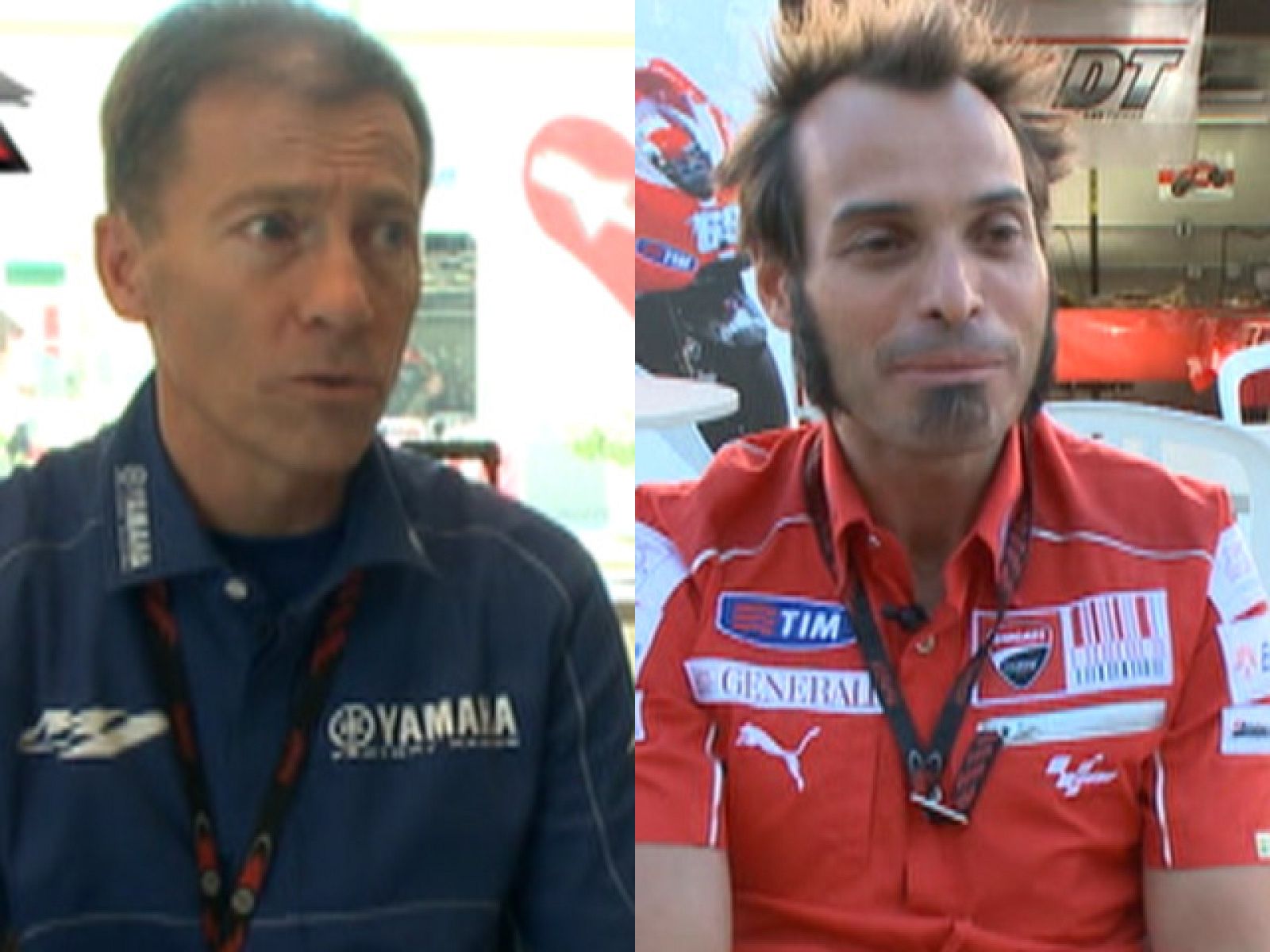 Lin Jarvis, máximo responsable del departamento de carreras de Yamaha, y Vittoriano Guareschi, jefe del proyecto Ducati de MotoGP, hablan sobre el futuro de Rossi en Ducati.