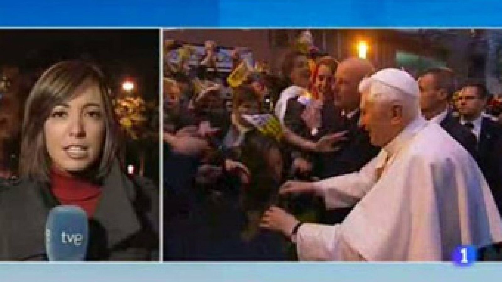 Benet XVI a la sortida de l'Obra Social Nen Déu