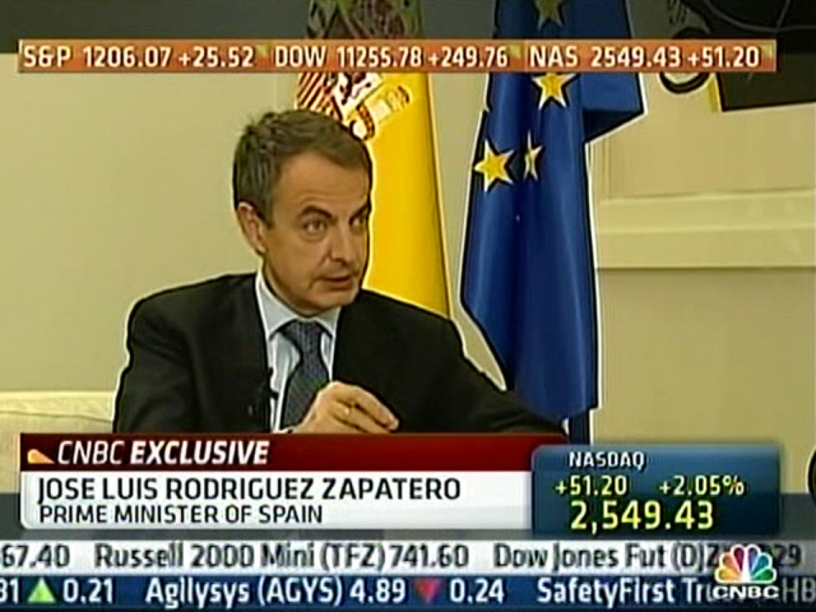 Zapatero habla de confianza en nuestra economía a una televisión estadounidense