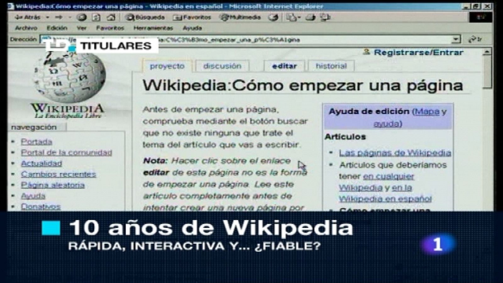 Telediario 1 Fin de Semana - 15/01/11 | Ver