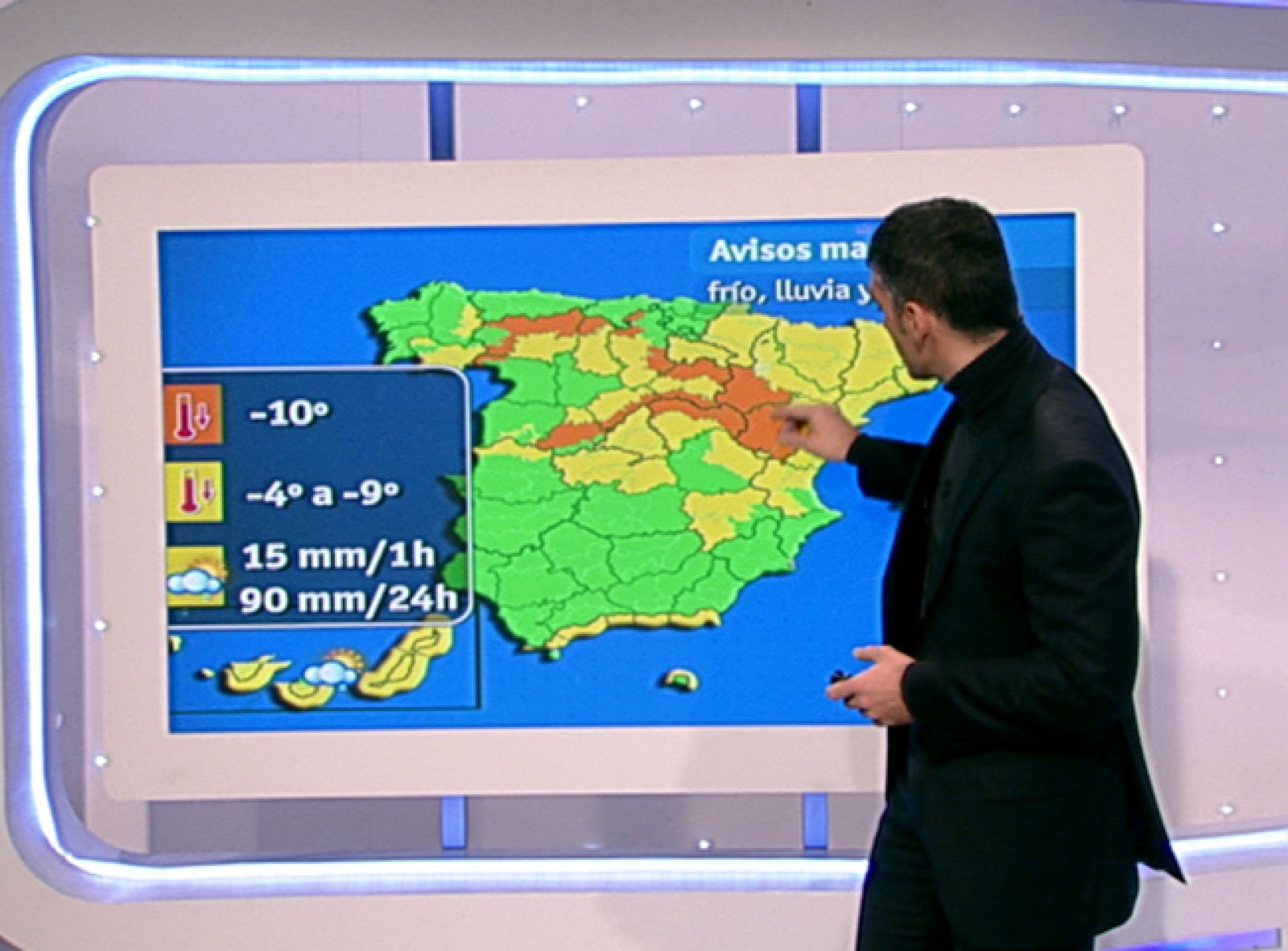 Heladas en el centro y en el norte, y chubascos localmente fuertes en Canarias